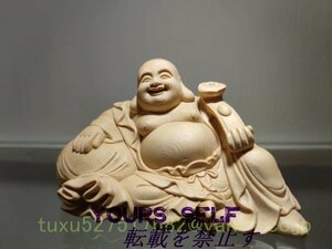 新作 布袋様 布袋尊 置物 七福神 木彫り 精密彫刻　彫刻工芸品　仏教美術 仏像 風水開運