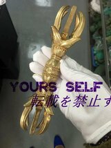 入手困難！「密教法具 寺院用仏具」真言宗人形五鈷杵 真鍮製磨き仕上げ 23cm_画像3