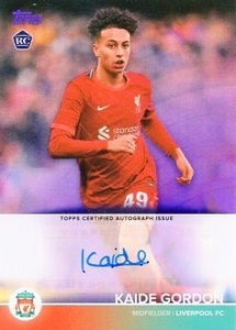 TOPPS LIVERPOOL 2021-2022 KAIDE GORDON カイデ・ゴードン 直筆サインカード パープル 15枚限定 04/15 ルーキー RC リバプール