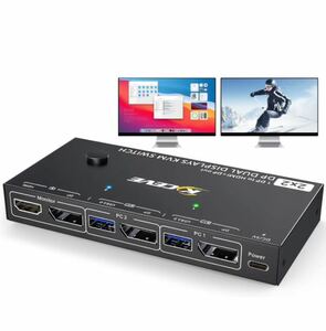 【未使用に近い】KCEVE HDMI KVM切替器、PC切替器 KCEVE 1 DP to HDMI DP 2x2 DP DUAL DISPLAYS KVM SWITCH 美品　送料無料