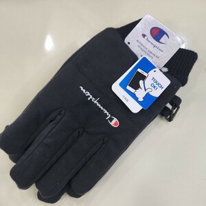  Champion gloves black color 25 centimeter warm reverse side boa ground touch panel correspondence unused tag attaching Champion