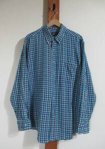 90'S VINTAGE★CLEVE SHIRTMAKERS/クリーブ◆シャツ ボタンダウン コットンツイル チェック ブルー系 MADE IN USA アメリカ製