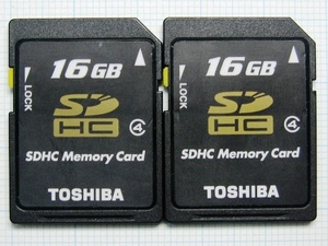 ★TOSHIBA ＳＤＨＣメモリーカード １６GB ２枚 中古★送料６３円～ 