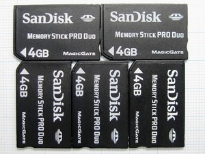 ★SanDisk メモリースティック PRODuo ４GB ５枚 中古★送料６３円～ 