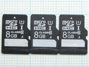 ★micro SDHC メモリーカード ８GB ３枚 中古★送料６３円～