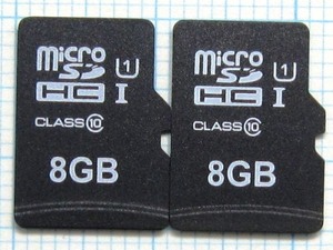 ★micro SDHC メモリーカード ８GB ２枚 中古★送料６３円～