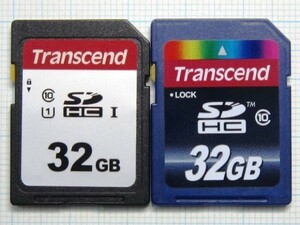 ★Transcend　ＳＤＨＣ メモリーカード ３２ＧＢ ２枚　中古★送料６３円～