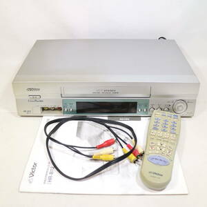 通電確認済み 2002年製 Victor ビクター VHS ビデオデッキ HR-B12 リモコン 取説 付き 修理 部品取り アナログ 中古 ジャンク