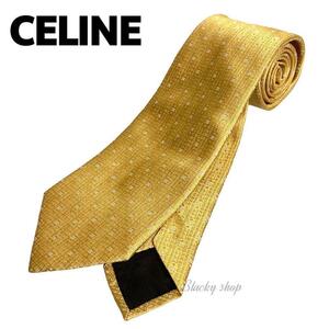 [ unused ] Celine necktie small Macadam Logo yellow color silk 100%