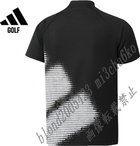 ■新品【adidas GOLF】アディダスゴルフ 背面BIGロゴ AEROREADY 吸水速乾DRY モックネック半袖シャツ■BK/L