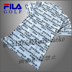 ■新品【FILA GOLF】フィラゴルフ COOL TOUCH接触冷感 全体飛びロゴ モックネック半袖シャツ■WH/LL(XL)の画像3