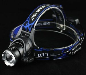 015 LED ヘッドランプ ヘッドライト 夜釣り キャンプ USB充電式 高輝度 ブルー