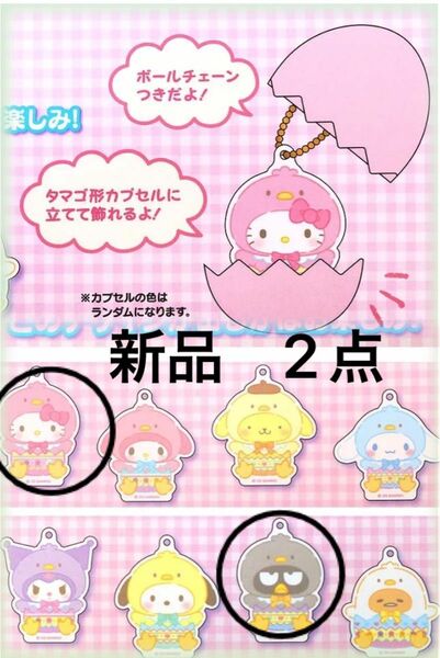 Sanrio サンリオ　シークレットアクリルキーホルダーイースターシリーズ2種　ハローキティ　バッドばつ丸　新品未使用