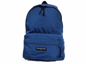 ◆超美品◆BALENCIAGA バレンシアガ*エクスプローラー*バックパック*ロゴプレート*大容量*メンズ*ビジネス*トラベル*ナイロン*ブルー/黒