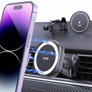 VRIG 車載ホルダー マグネット 超強磁力 360°調整可能 スマホホルダー エアコン吹き出し口式 片手操作 