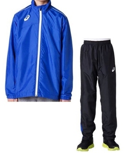  new goods Asics reverse side nappy Wind breaker top and bottom set 2034A205 blue black 160 Junior 