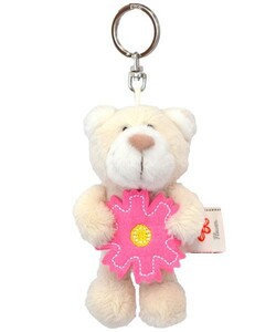 NICI flower Bear (..). soft toy key holder { white . hand . flower }