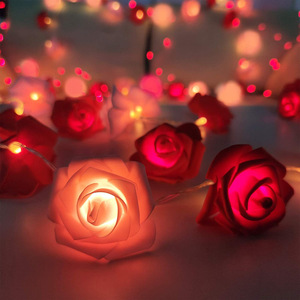 花束ランプ ローズフラワーライト ピンク＆赤 インテリア LEDライト ガーランド バラ