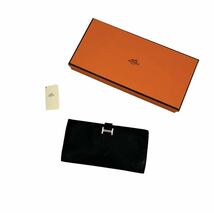 早い者勝ち HERMES エルメス ベアン デュプリ 三つ折り 長財布 ブラック 黒 男女兼用_画像1