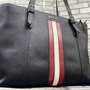 美品●現行モデル●BALLY バリー メンズ ビジネス トートバッグ ハンド 肩掛け スープラ トレスポ ロゴ サフィアーノレザー 本革 ブラック