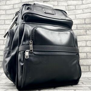 未使用級 激レア●TUMI トゥミ メンズ ビジネスリュック バックパック ALPHA BRAVO リュックサック ブラック 黒 オールレザー 本革 A4可