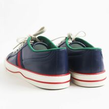 未使用品●GUCCI グッチ TENNIS/テニス1977 643585 ウェブライン ローカット レザースニーカー ダークネイビー 8 1/2 イタリア製 箱付き_画像6