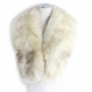  ultimate beautiful goods VSAGA FOX SaGa fox book@ fur shawl / stole / tippet white × Brown wool quality gloss ..* soft * volume *