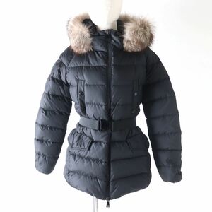 極美品★正規品 MONCLER モンクレール 2021年 CLION クリオン ファー・フード・ベルト付 ダウンジャケット 黒 1 ハンガー・ガーメント付