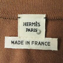 美品◎正規品 フランス製 HERMES エルメス レディース シルク100％ 切替デザイン 長袖 カーディガン ブラウン×ヒマワリ柄 38_画像9