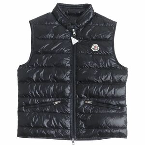 未使用□MONCLER/モンクレール GUI GILET ロゴワッペン付き WZIP ポケッタブル ライトダウンベスト／ジレ ブラック 1 国内正規品 メンズ◎