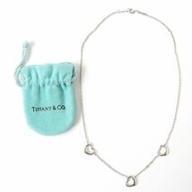 美品△Tiffany&Co. ティファニー エルサペレッティ トリプル オープンハート ネックレス レディース SV925 シルバー 重量：4.4g 保存袋付_画像2