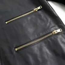 未使用品●Paul Smith ポールスミス ラムレザー ニット切替 ZIP UP シングル ライダース/レザージャケット ブラック M 正規品 タグ付き_画像8