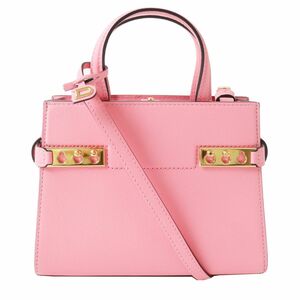 極美品◎正規品 仏製 Delvaux デルボー タンペート クラッシュ 2WAY ハンド／ショルダー レザーバッグ カリプソ（ピンク）ゴールド金具