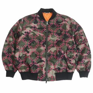  beautiful goods *19SS VALENTINO/ Valentino VLTN Logo camouflage pattern WZIP with cotton MA-1/ Bomber jacket / blouson khaki series 44 made in Italy regular goods 