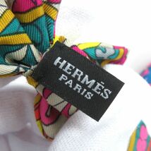 極美品△フランス製 HERMES エルメス ヌーパピヨン シルク100％ 蝶ネクタイ マルチカラー 総柄プリント マルチカラー 箱付 お洒落♪_画像8