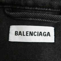 美品□18AW BALENCIAGA/バレンシアガ 571450 レインボーロゴ刺繍 ロゴボタン カットオフ デニムジャケット/Gジャン 黒 36 伊製 正規品_画像7