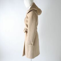 極美品★白タグ 正規品 MaxMara マックスマーラ 10161263 フード・ベルト付 アルパカ混 ラップコート レディース ベージュ 36 イタリア製_画像2