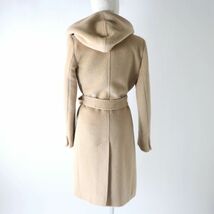 極美品★白タグ 正規品 MaxMara マックスマーラ 10161263 フード・ベルト付 アルパカ混 ラップコート レディース ベージュ 36 イタリア製_画像3