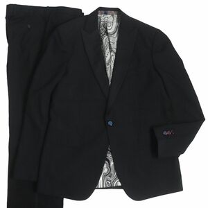 未使用品●定価418000円 ETRO エトロ シルク100％ シアサッカー 裏地ペイズリー フォーマルスーツ/セットアップ 黒 50 伊製 正規品 メンズ