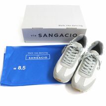 未使用品▼SANGACIO サンガッチョ ブランダライズド コラボ バンクシー にゅ～ずMOM レザースニーカー 白×グレー 26.5 メンズ 箱・袋付き_画像2