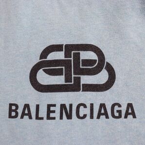 【ドンドン見直し】良品●2019年製 BALENCIAGA バレンシアガ 570811 BBロゴプリント プルオーバー スウェットパーカー ブルー L 正規品の画像4