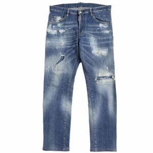 【ドンドン見直し】美品●20SS DSQUARED2 ディースクエアード Skater Jean S71LB0720 クラッシュデニムパンツ インディゴブルー 48 正規品