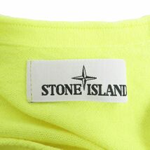 美品□STONE ISLAND/ストーンアイランド 641556989 ロゴワッペン付き コットン100％ 長袖ニット/セーター ネオンイエロー L 伊製 正規品_画像5