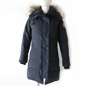 良品☆国内正規 カナダグース 3802LA SHELBURNE PARKA シェルバーン パーカー ロゴワッペン・ファー・フード付 ZIP ダウンコート 紺 XS/TP