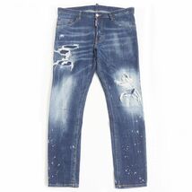 【ドンドン見直し】美品□18AW ディースクエアード S74LB0422 Skater Jean クラッシュデニムパンツ/スキニージーンズ 青 48 伊製 正規品_画像1