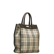 バーバリー ノバチェック トートバッグ ベージュ PVC レザー レディース BURBERRY 【中古】_画像2