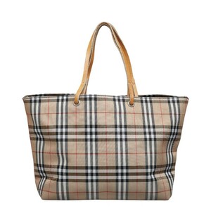 バーバリー ノバチェック トートバッグ ショルダーバッグ ベージュ ナイロン レザー レディース BURBERRY 【中古】