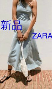 新品ZARA アシンメトリーデニムTRFワンピース　xs