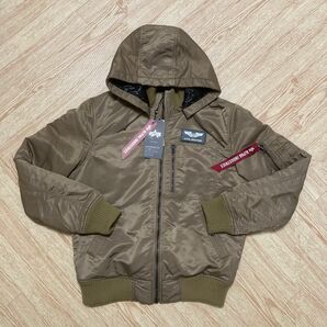 新品未使用！即日発送！ALPHA INDUSTRIES アルファ　フーデッドリブジャケット　 フライトジャケット　ma-1