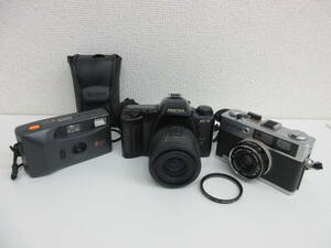 中古 カメラ 3点 オリンパス 35 ED 1:2.8 38mm / P.mini 2 京セラ 32mm 1:3.8 / ペンタックス MZ-10 1:4-5.6 35-80mm ※動作未確認 ／T